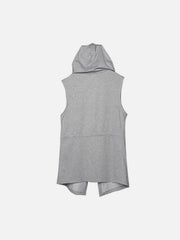Solid Color Hooded Drawstring Waist Vest