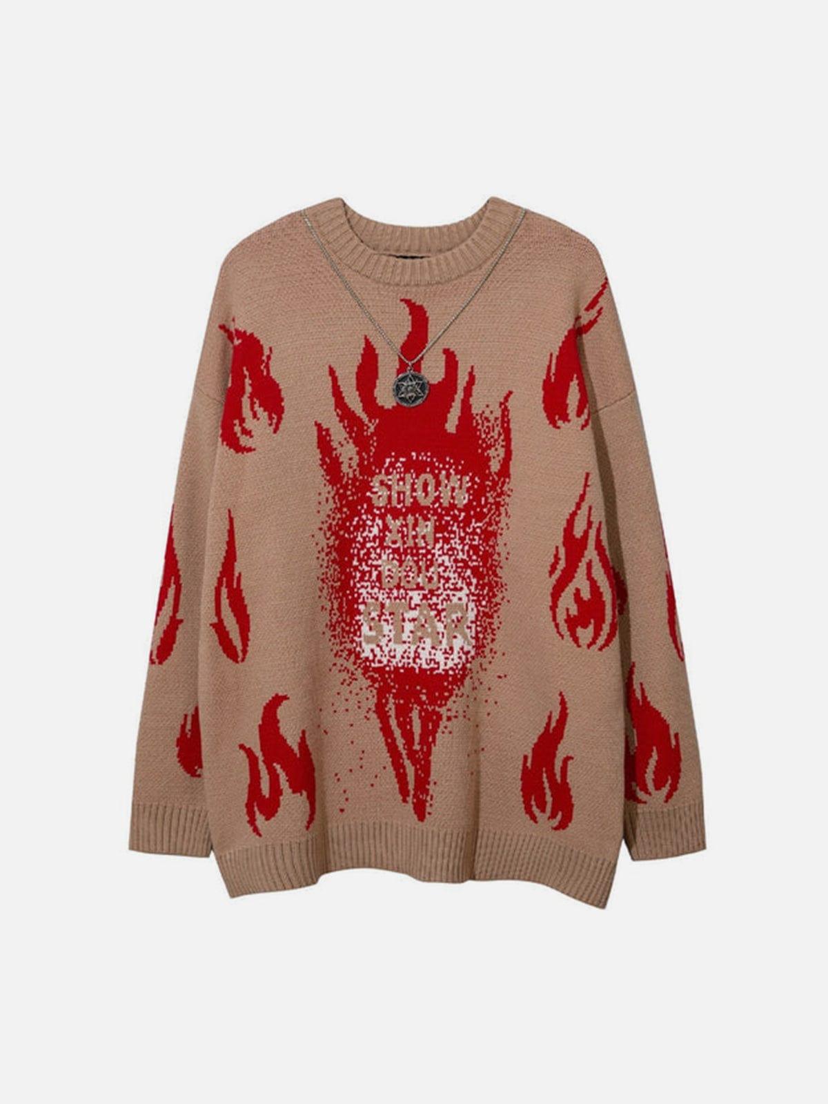 Red Fire Flame with Chain Knitted Sweater