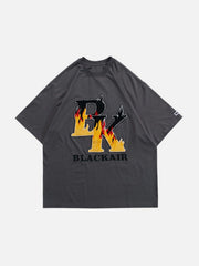 Flame Letters Embroidery Tee