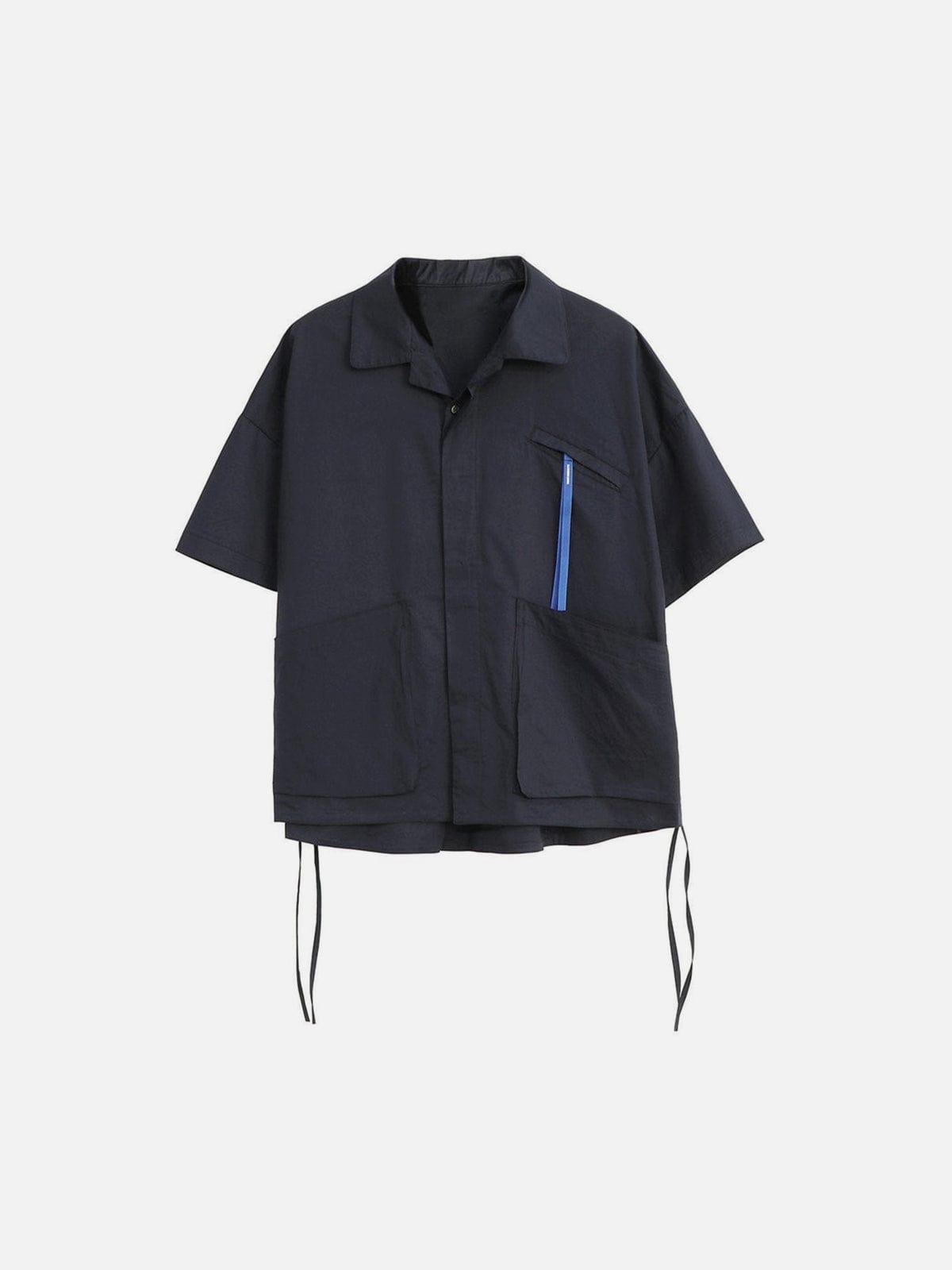 Big Pocket Ribbon Function Short Sleeve Shirt