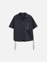 Big Pocket Ribbon Function Short Sleeve Shirt