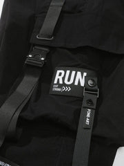 Combat Ribbons Buckle Pockets Cargo Pants