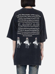Japanese Cartoon Girl Washed Graphic Tee