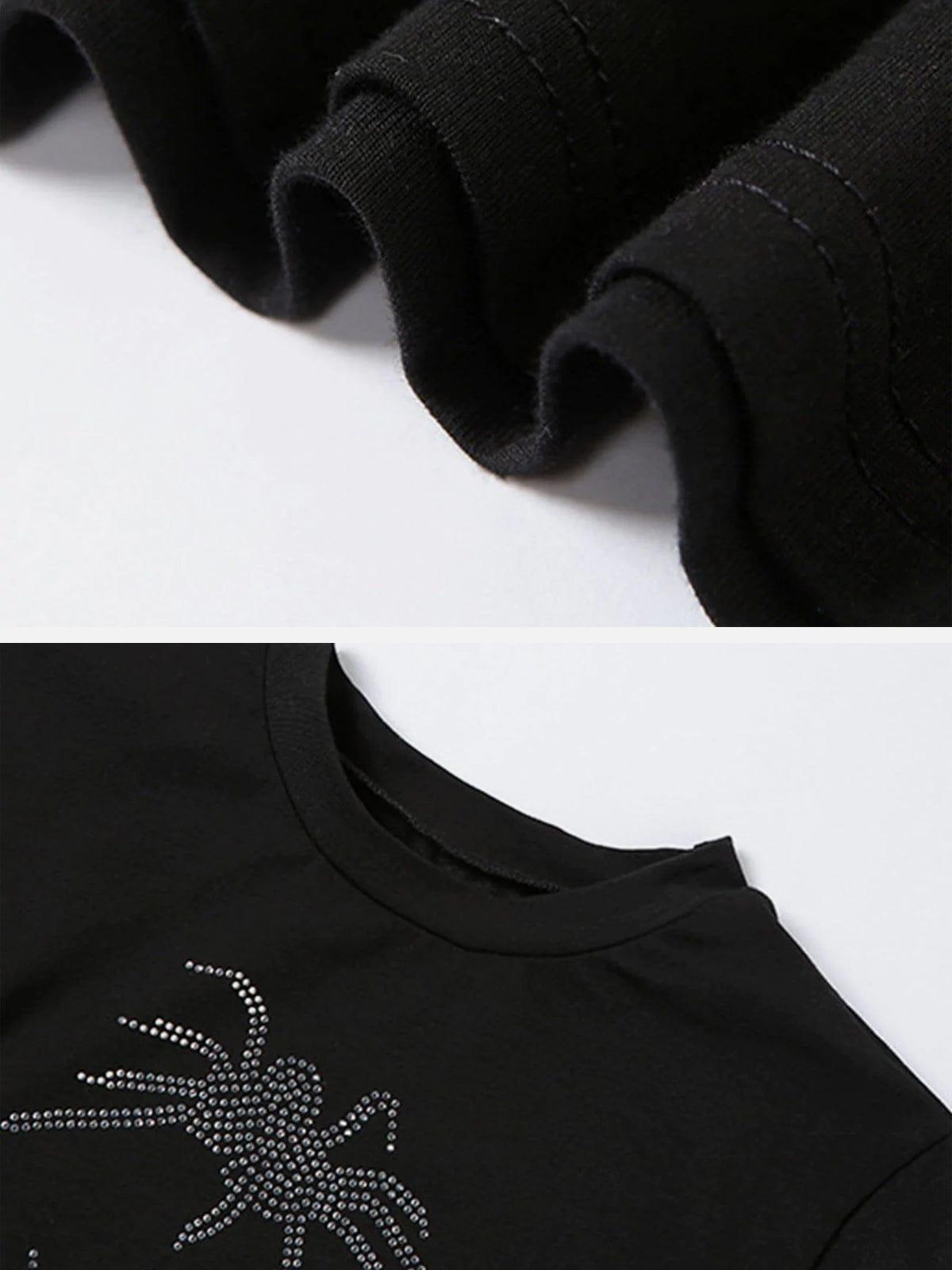 Hot Drill Spider Pattern Short Sleeve T Shirt