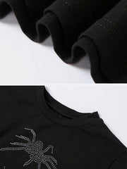 Hot Drill Spider Pattern Short Sleeve T Shirt