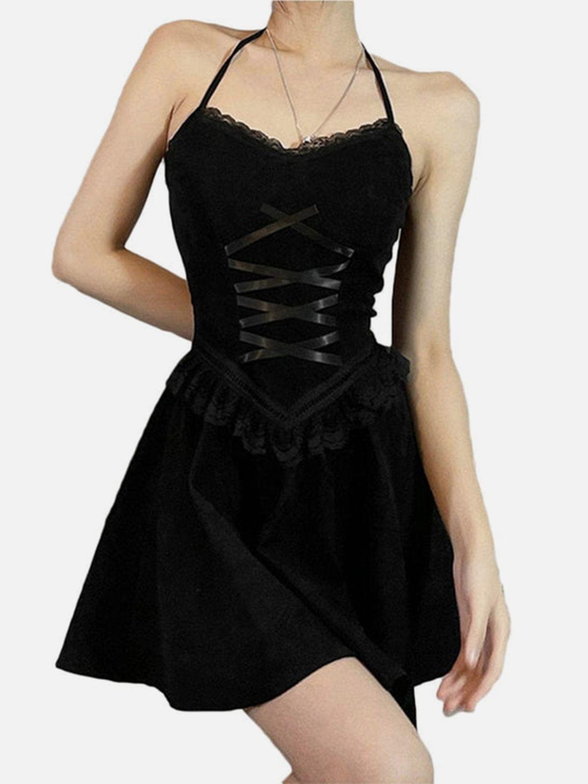 Straps Lace High Waist Dress