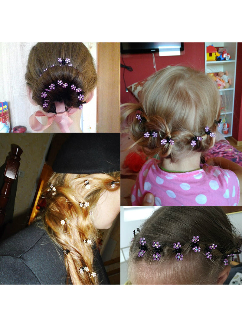 12PCS/Lot Small Cute Crystal Flowers Metal Hair