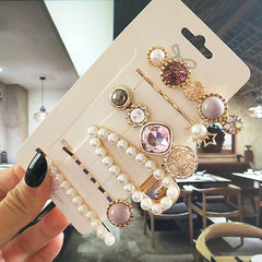 5pcs/set Simulated Pearl Crystal Hair Clip