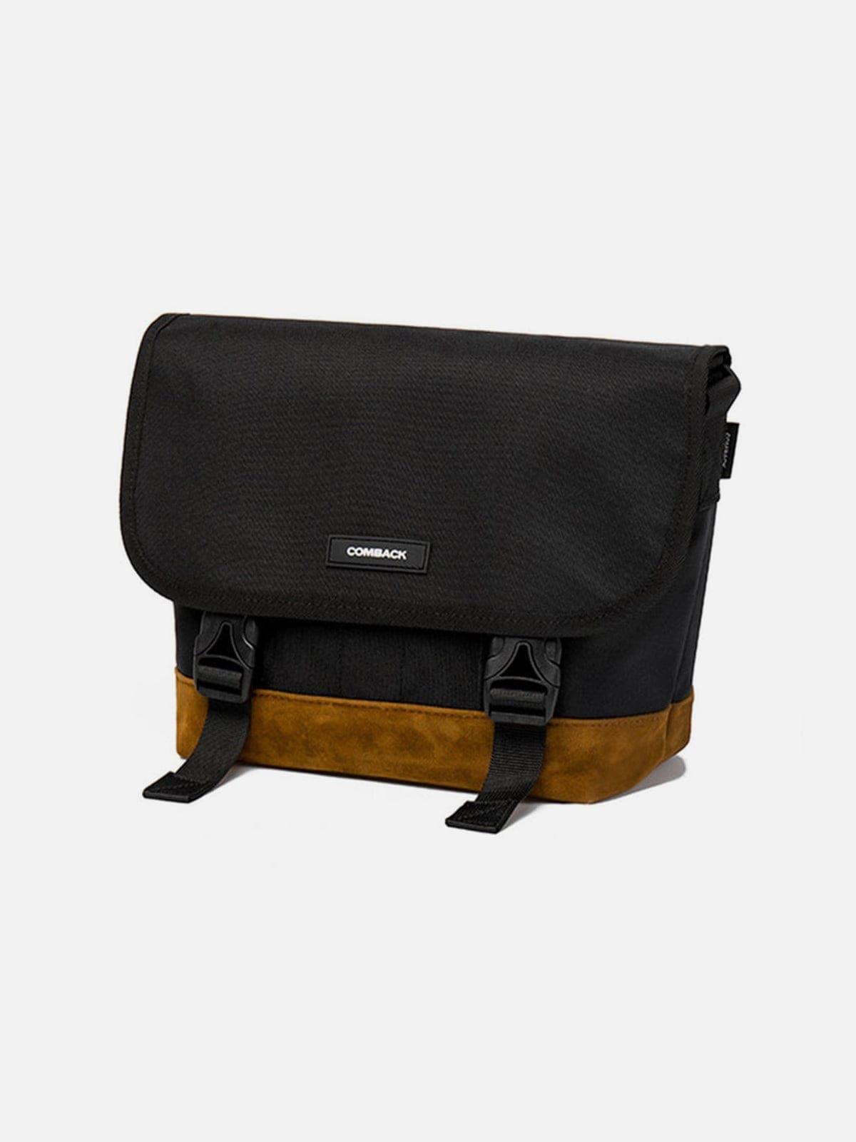 Combat Patchwork PU Buckle Messenger Bag
