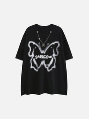 Graffiti Butterfly Star Necklace Tee