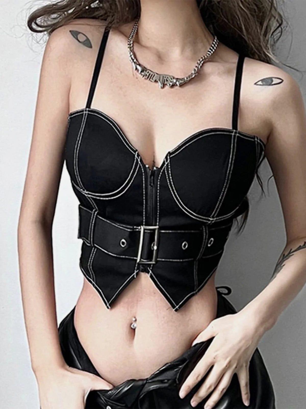 Topstitched Belt Cropped Vest