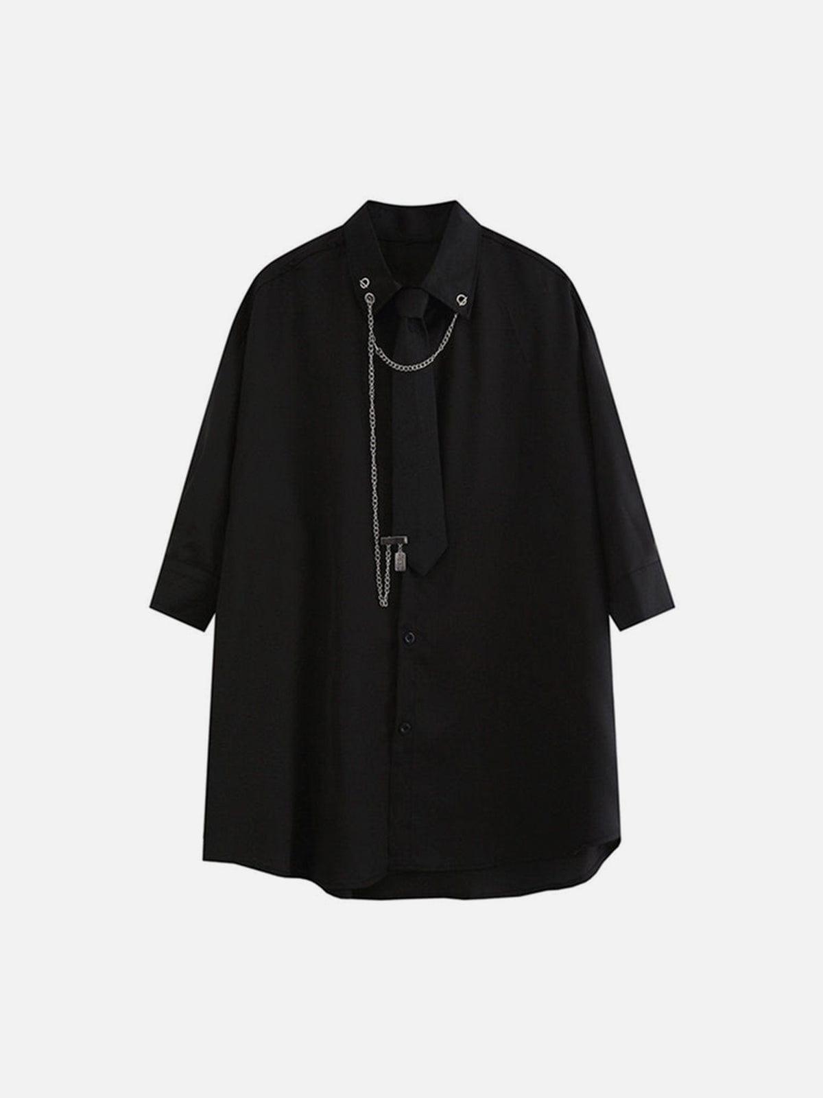 Gothic Tie Chain Clip Short Sleeve Shirt