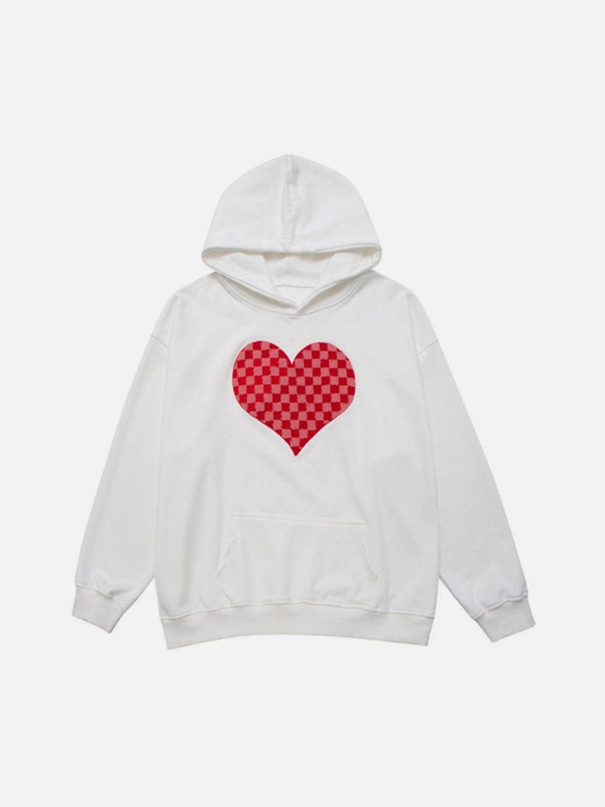 Towel Embroidery Plaid Love Hoodie
