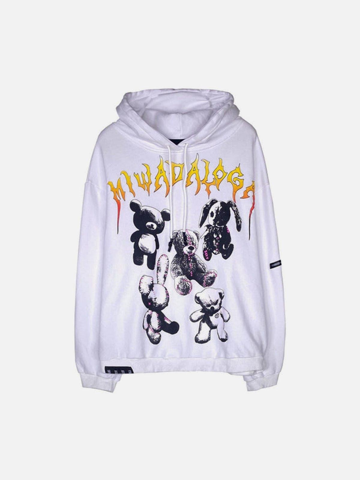 Bear Full Letters Oversized Washed Hoodie