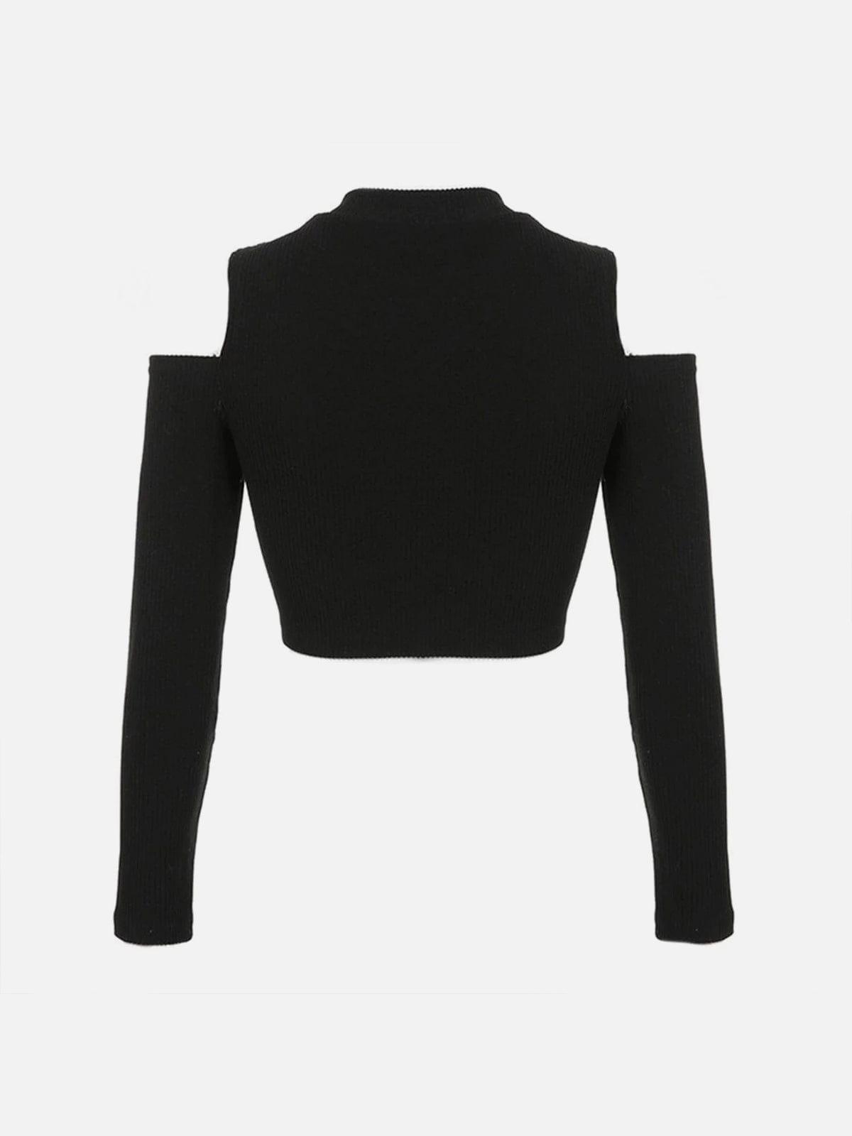 Hollow Out Bandage Long Sleeve T Shirt