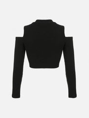 Hollow Out Bandage Long Sleeve T Shirt