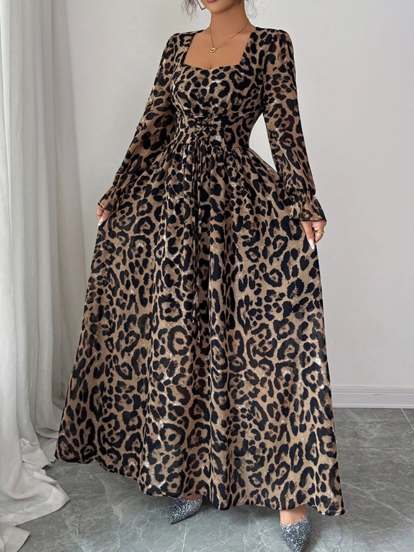 Flounce Sleeve Maxi Dress