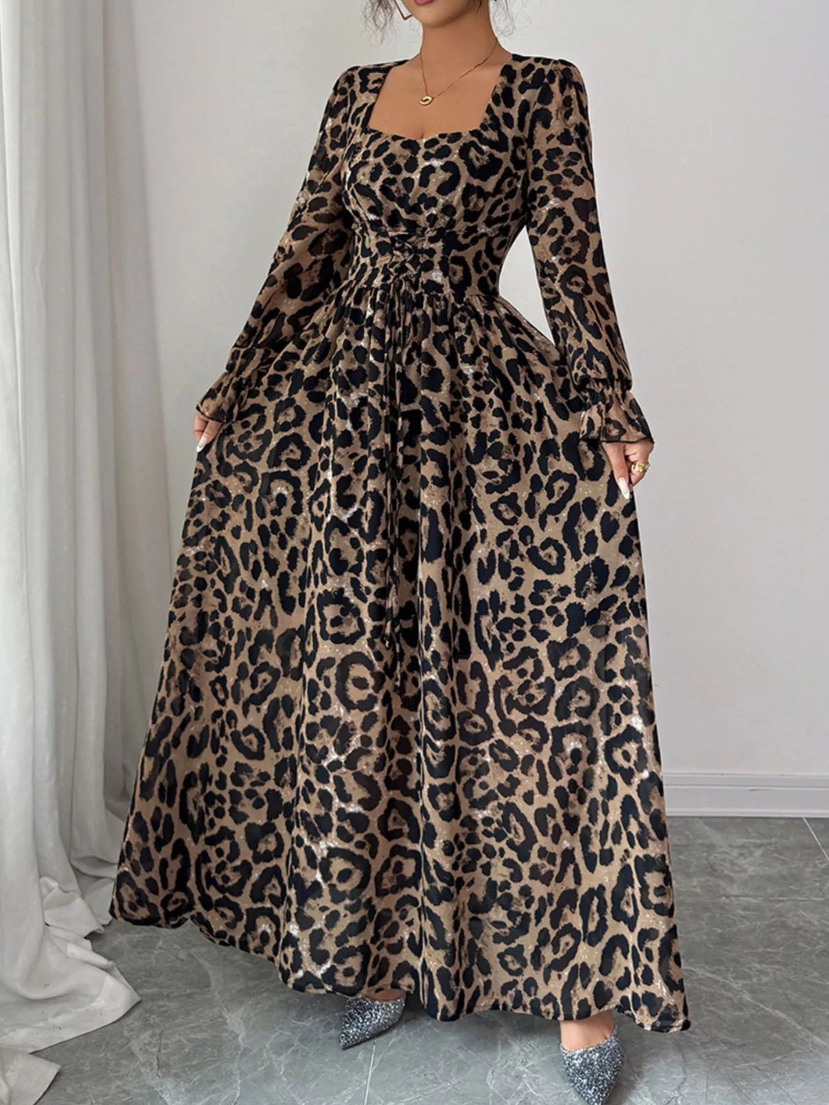 Flounce Sleeve Maxi Dress