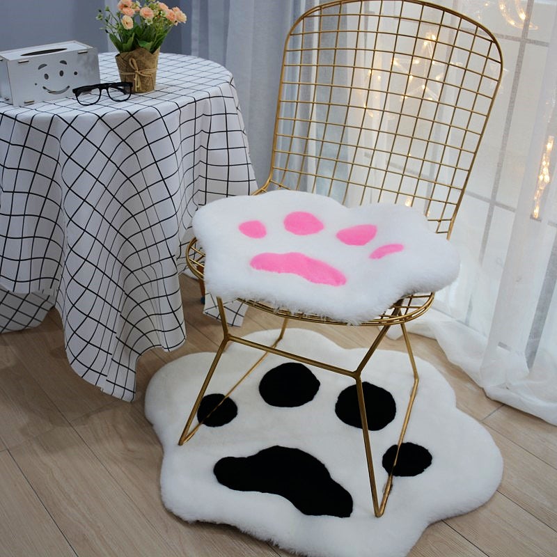 Cute Cat Paw Plush Cushion Carpet