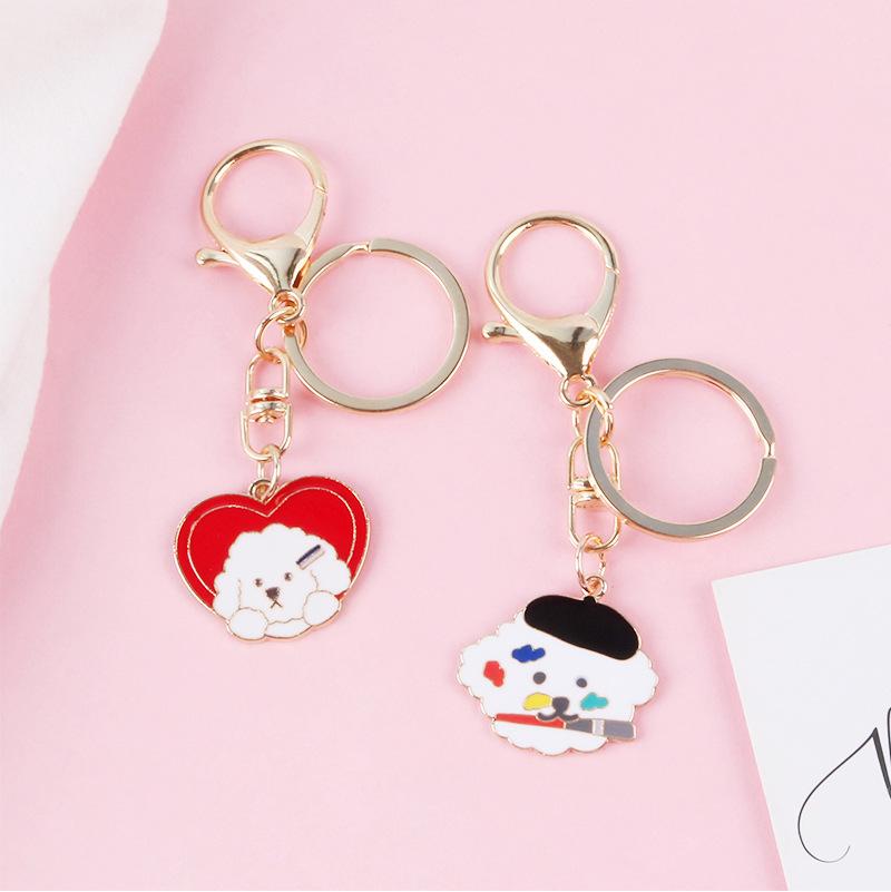 Girly Heart Artist Dog Keychain