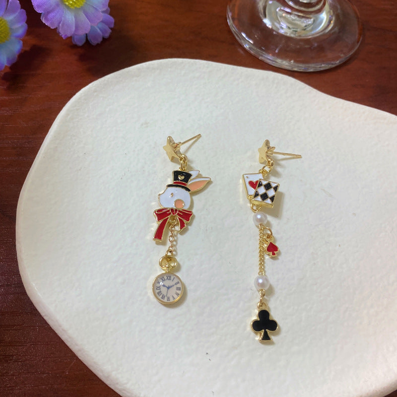 Cute Bunny Playing Card Earrings