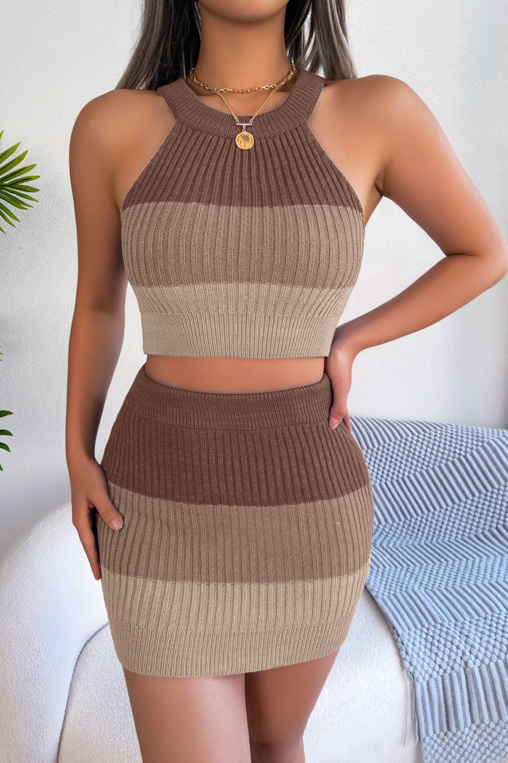 Sleeveless Top and Skirt Set