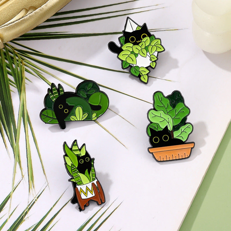 Cartoon Flowers Green Leaves Pins