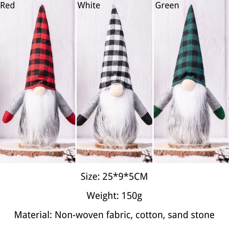 Plaid Hat Gnomes Doll Ornaments