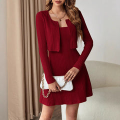 Long Sleeve Cropped Cardigan and Cami Dress Set