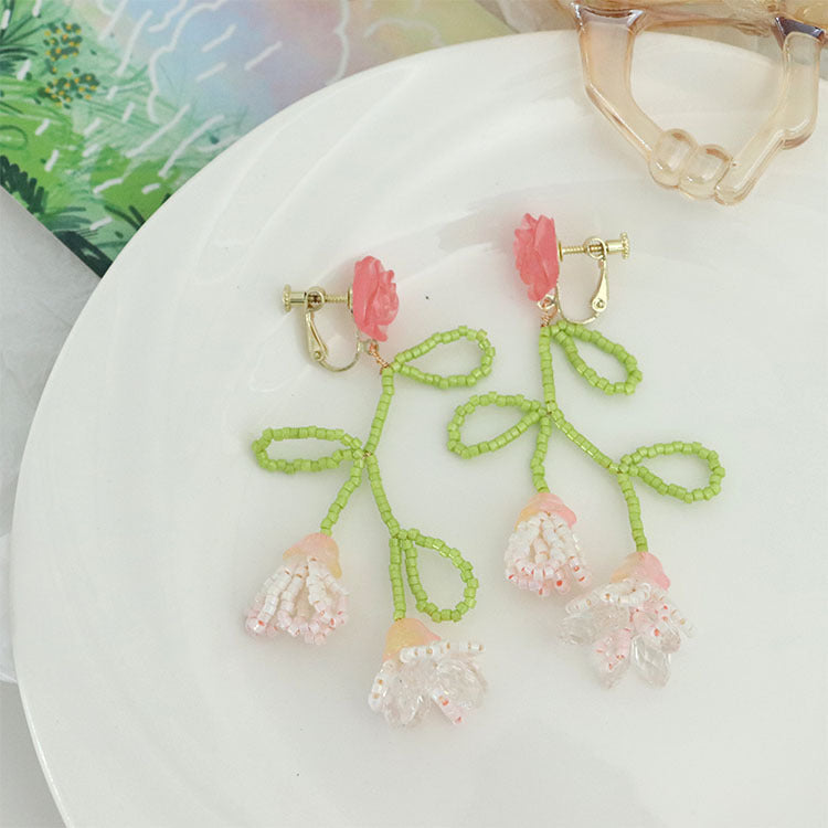 Gradient Pink Flower Earrings