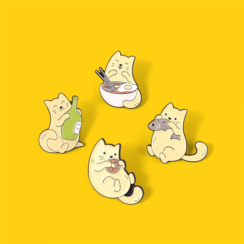 Creative Cute Greedy Cat Pins