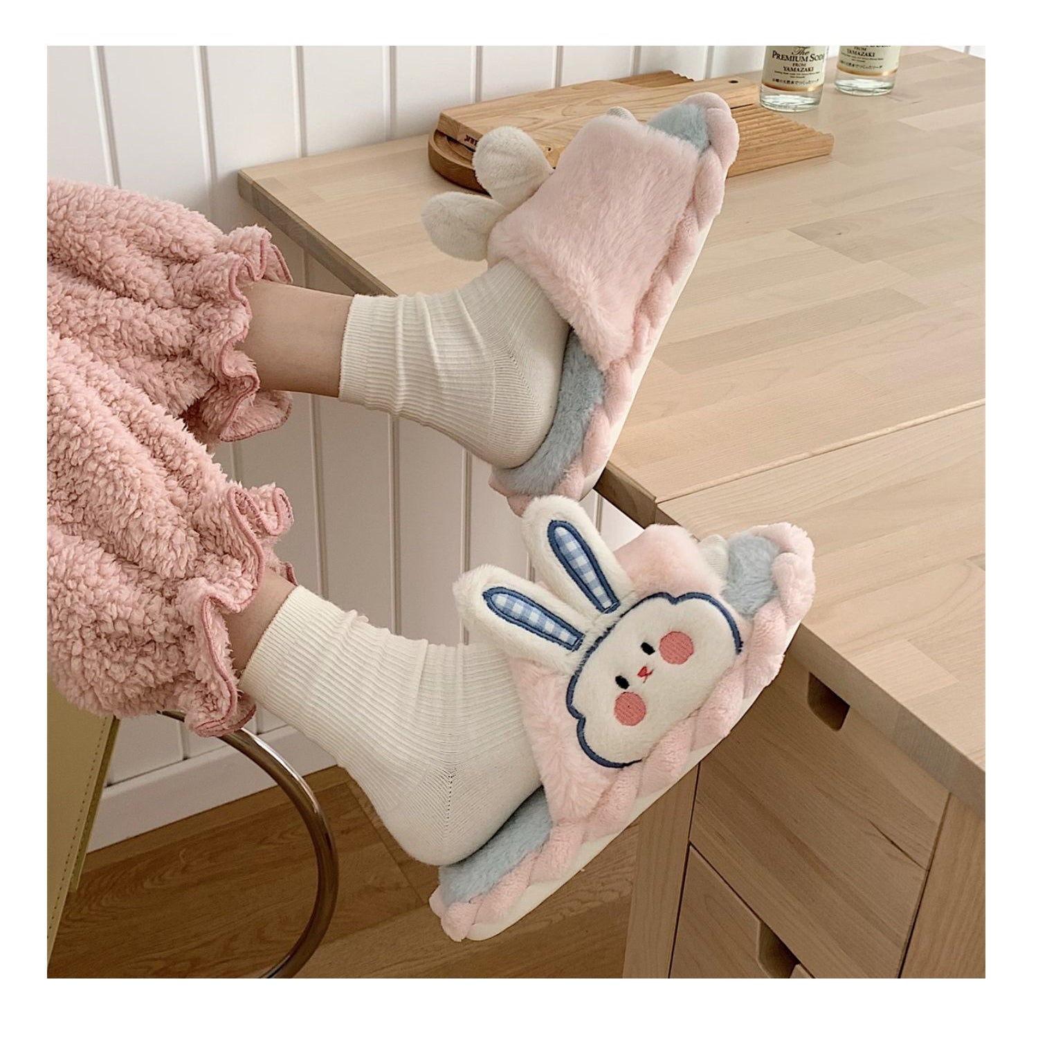 Cute Bunny Ears Plush Slippers