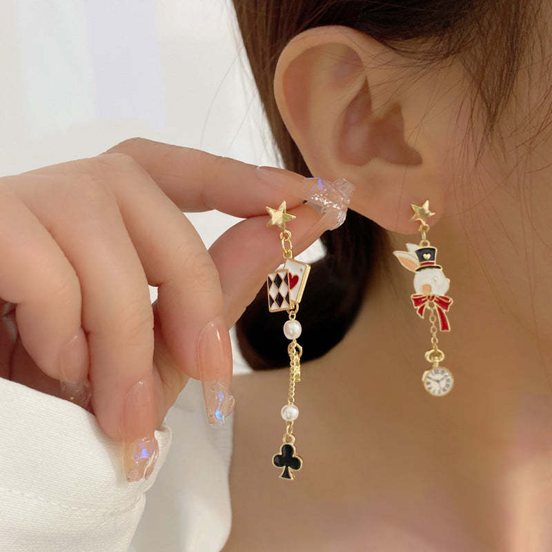 Cute Bunny Playing Card Earrings