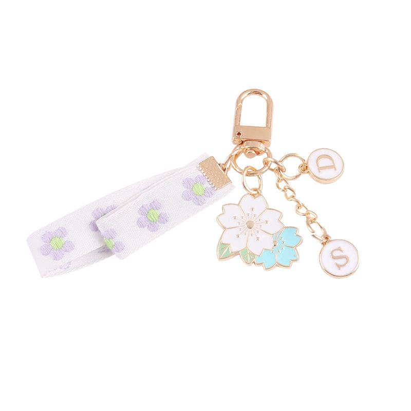 Violet Twin Flower Ribbon Keychain