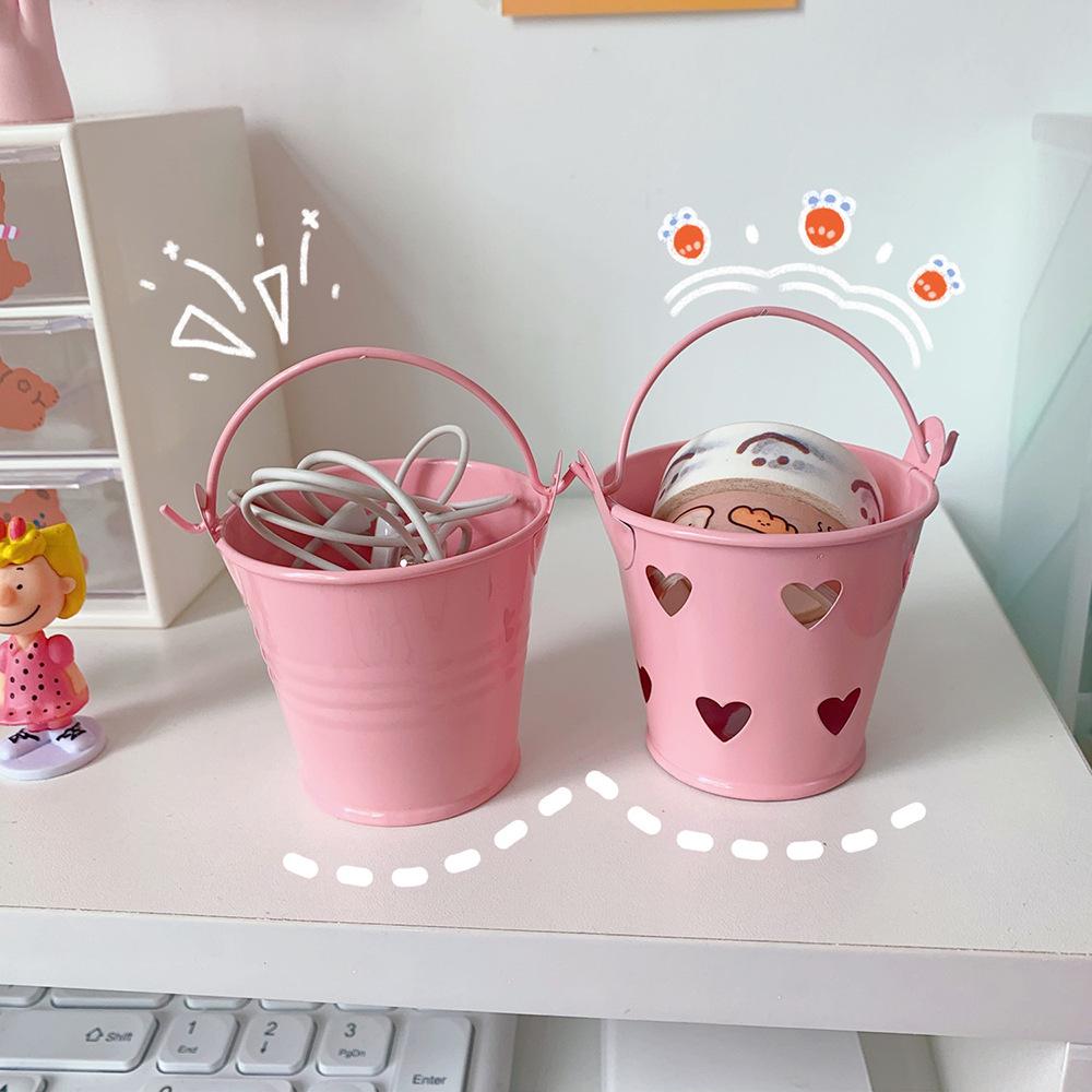 Mini Pink Bucket Pen Holder