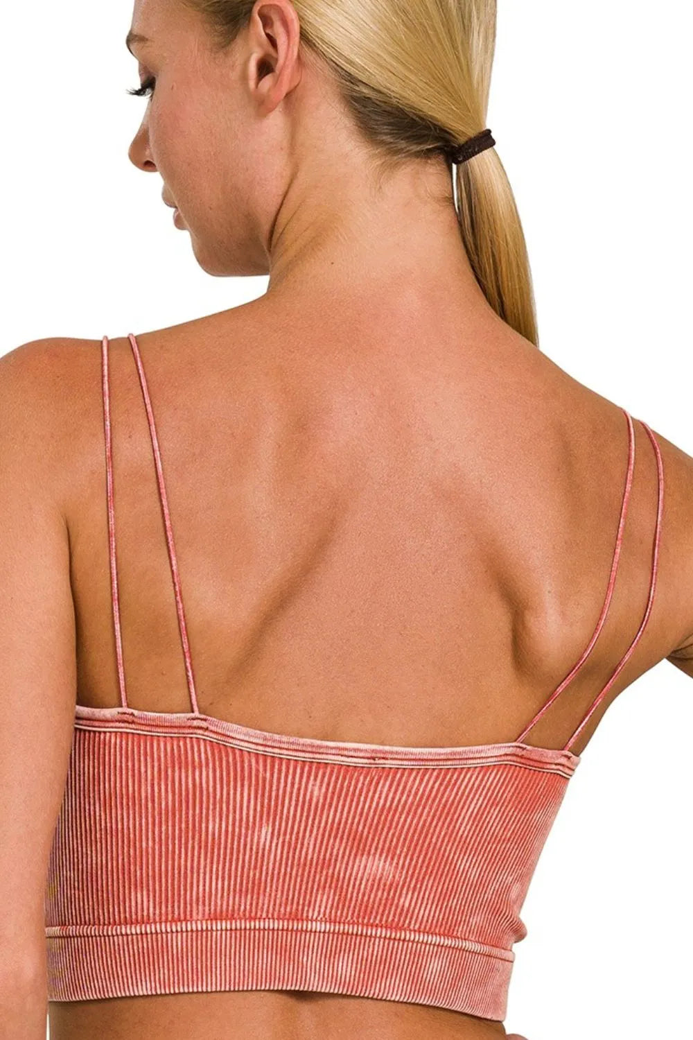 Washed Ribbed Seamless Double Strap Brami