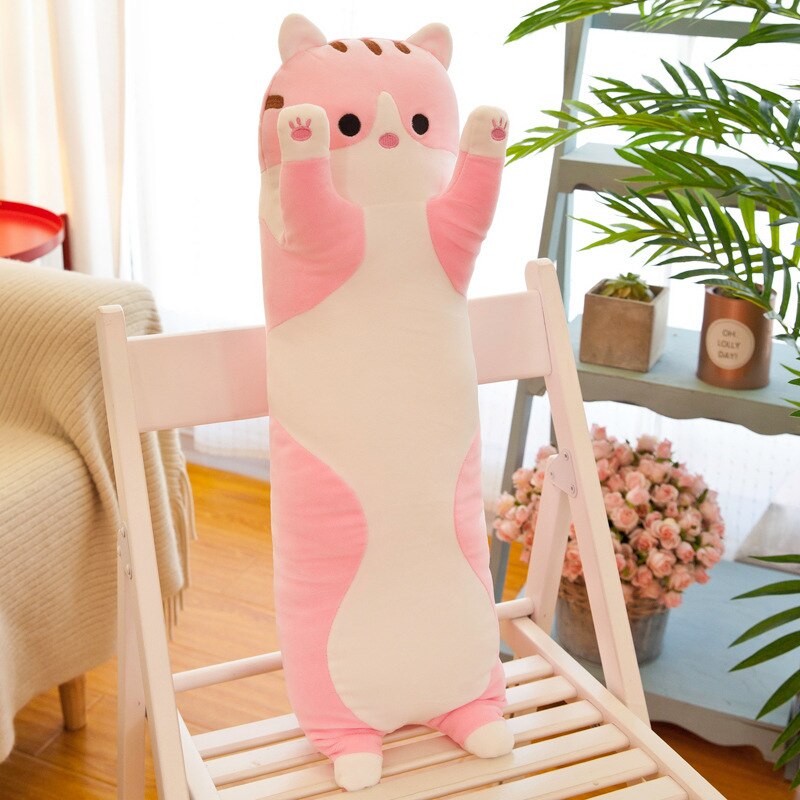 50-130cm Plush Animal Cat Cute Creative Soft Toys Office Lunch Break Sleeping Pillow Cushion Stuffed Doll for Girls Kids Gifts