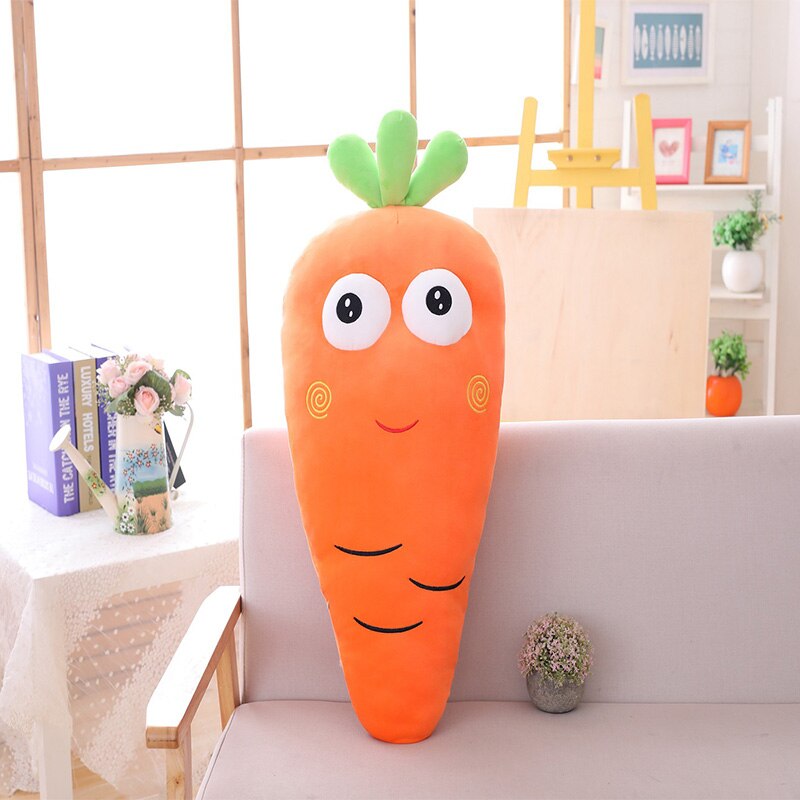 Muñeco de peluche de zanahoria de 50/70/100/120 cm, relleno de frutas y verduras kawaii, juguetes para niños, regalos de cumpleaños, decoración del hogar. 