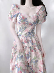 Dalila Floral Pearl Decorated Vintage-Inspired Dress