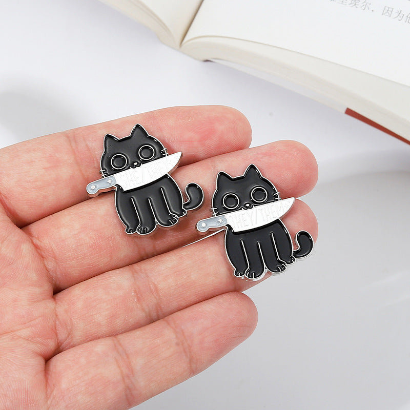 Cartoon Black Cat Pins