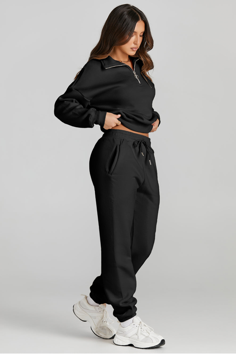 Zip Top and Drawstring Pants Set