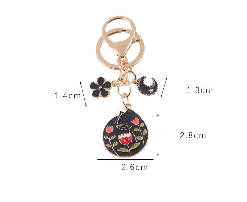 Cat Moon Flower Keychain