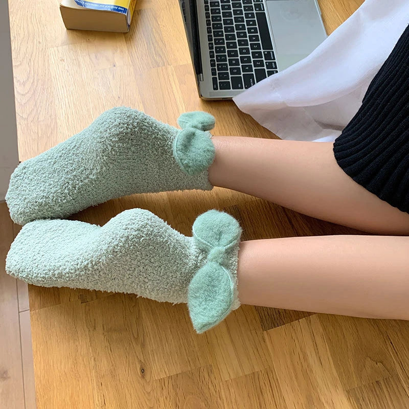 Bowknot Thickened Floor Socks