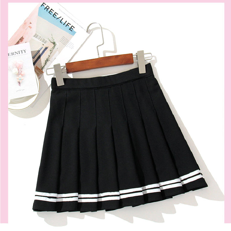 Striped Sport Pleated Skirt