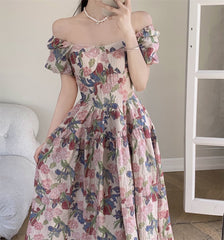 Dalila Floral Pearl Decorated Vintage-Inspired Dress