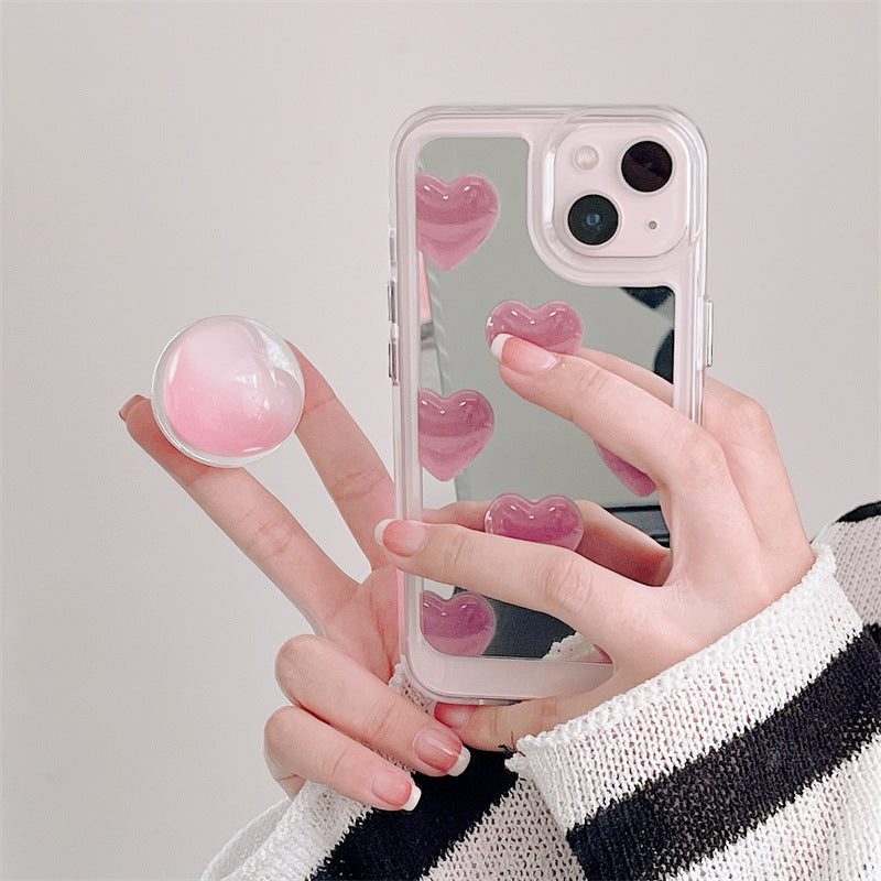 Pink Heart Mirror Phone Case