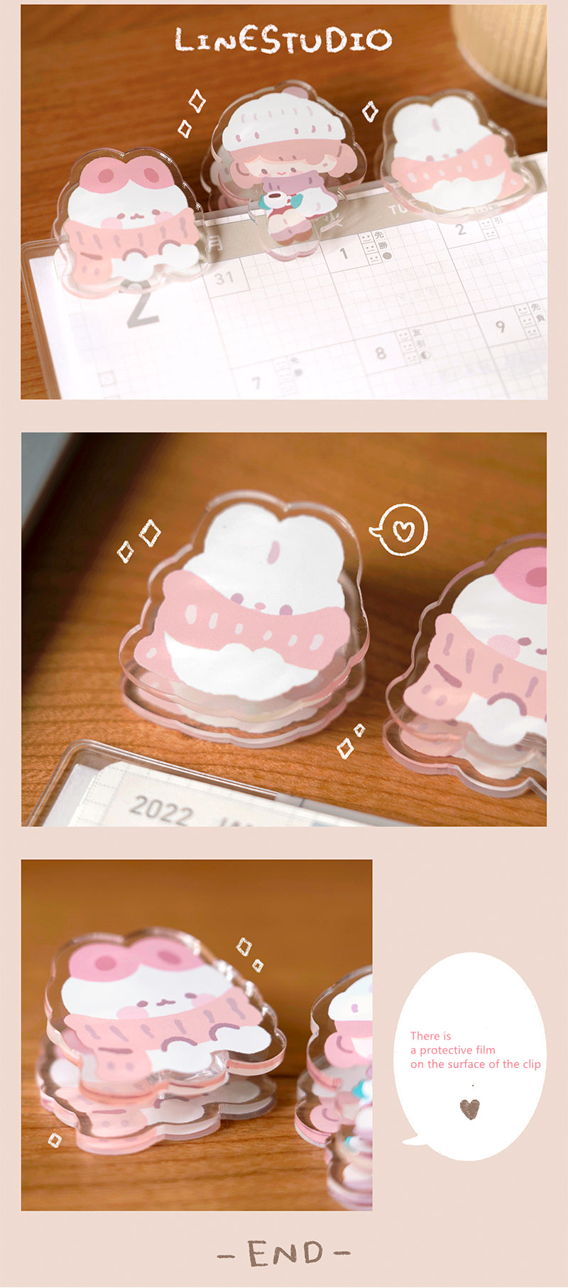 Cute Winter Series Acrylic Clips