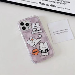 Cartoon Purple Plaid Bear Phone Case