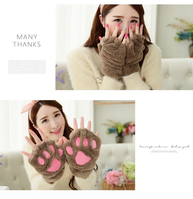 Christmas Cartoon Paw Plush Gloves