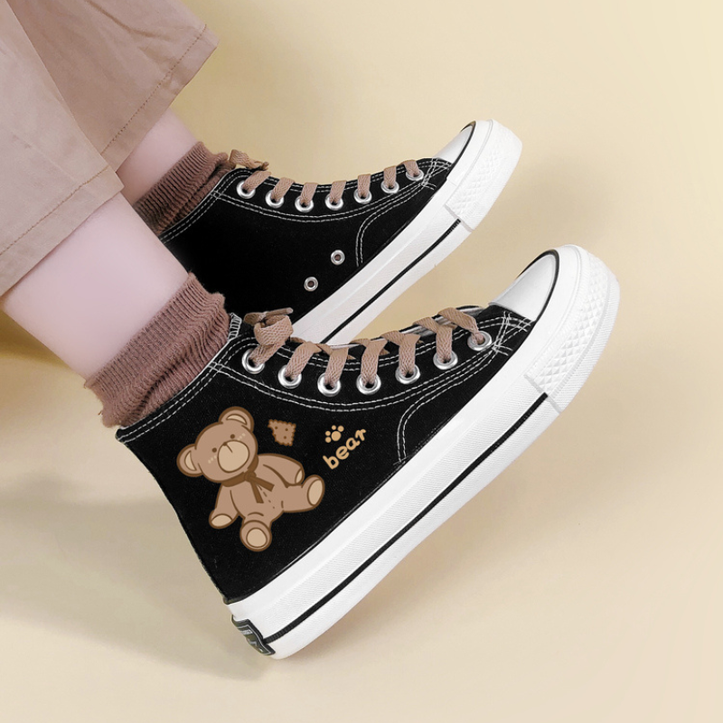 Cute Bear High Top Casual Canvas Shoes